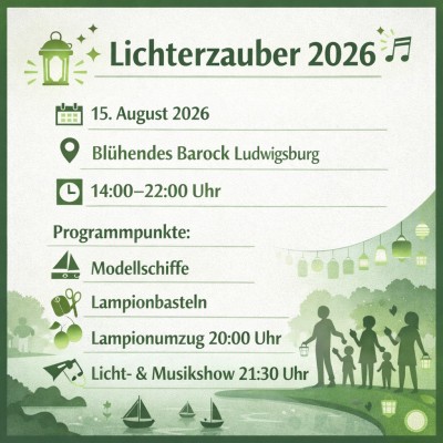 Lichterzauber am 15. August 2026 im Blühenden Barock Ludwigsburg